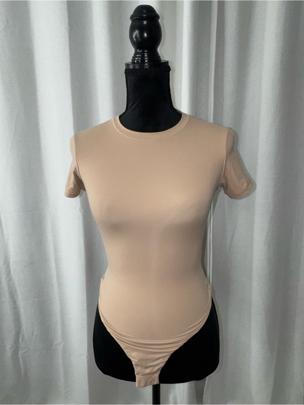 SKIMS Short-Sleeve Crewneck Bodysuit in Beige